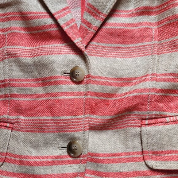 Loft Ann Taylor blazer pink and beige linen blend stripe preppy office NWT new - Picture 12 of 16